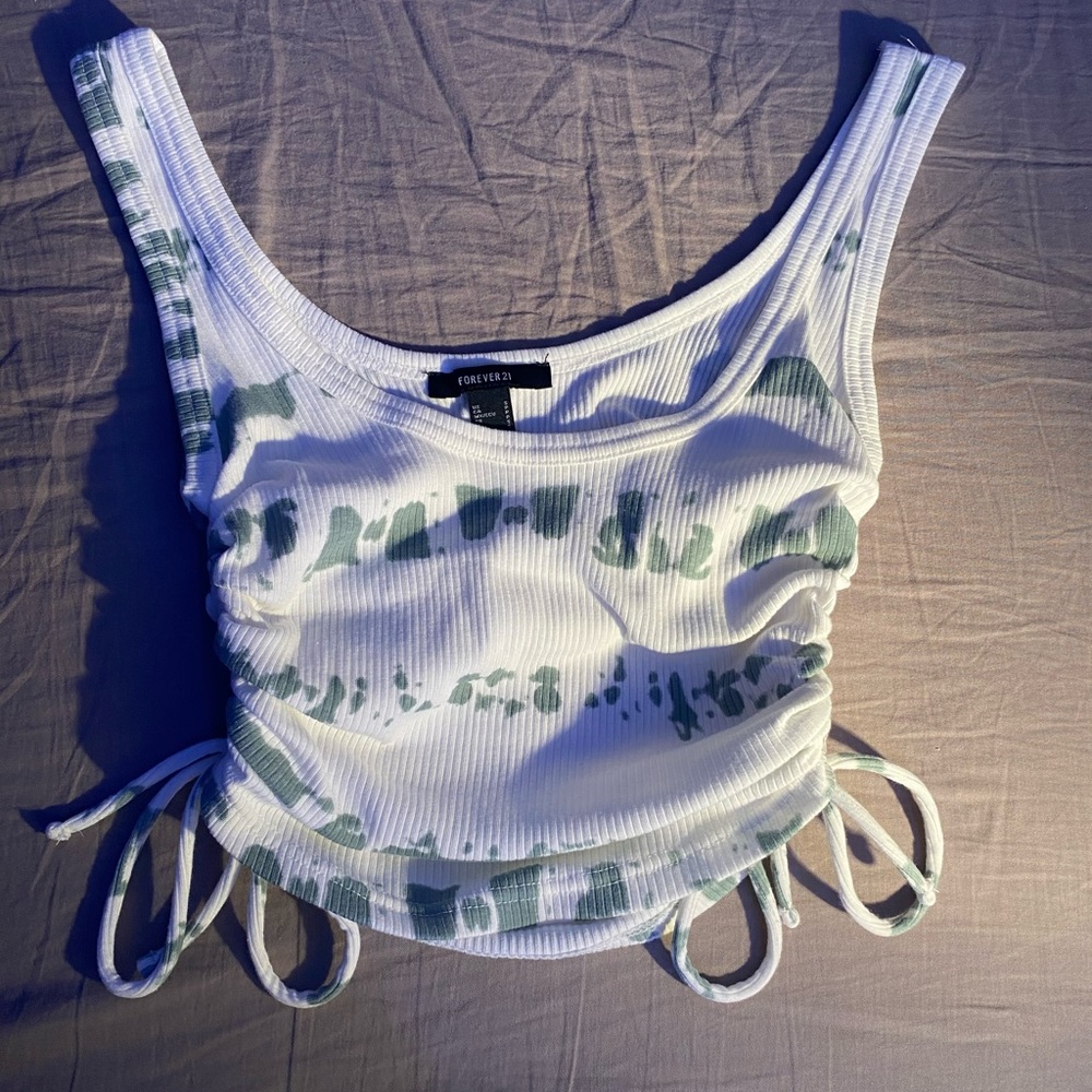 White and green tie dye shirt